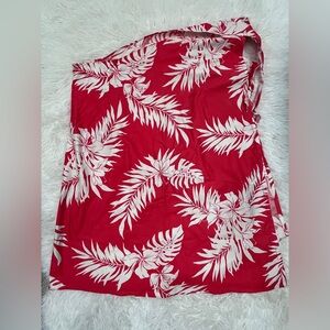 Vintage Malihini Hawaii Wrap Skirt Red White Floral Sarong Made USA Size 1